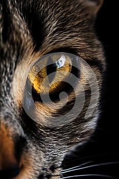 Yellow cat's eye. AI Generated