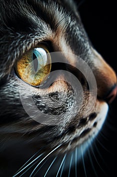 Yellow cat's eye. AI Generated