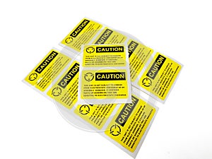 Yellow caution label,Standard caution label with text