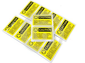 Yellow caution label,Standard caution label with text