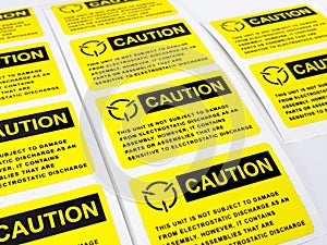 Yellow caution label,Standard caution label with text