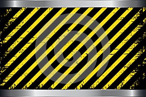 Yellow caution stripe background with metal steel and grunge. Grunge yellow caution stripe vector illustration