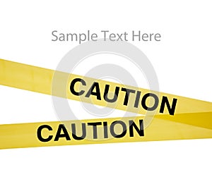 Yellow caution tape on white with copy space