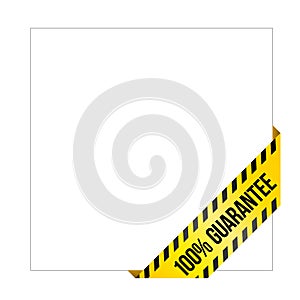 Yellow caution tape with words `100% guarantee`