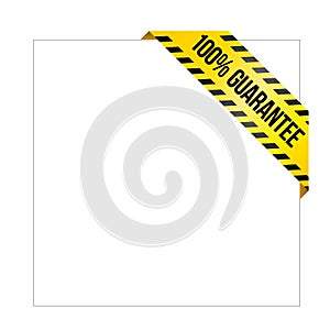 Yellow caution tape with words `100% guarantee`