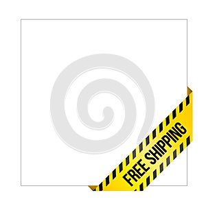 Yellow caution tape with words `Free shipping`