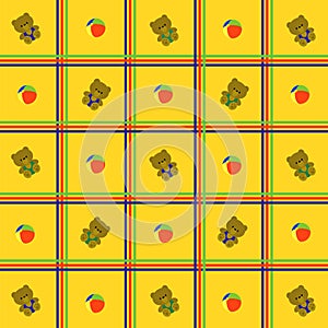 Yellow, cellular background with toys