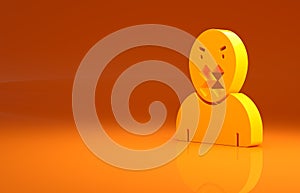 Yellow Censor and freedom of speech concept icon isolated on orange background. Media prisoner and human rights concept