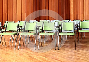 Yellow chairs empty seats modern vivid color