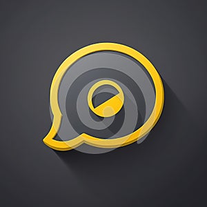 Yellow Chat Bubble Icon with Inner Circle on Dark Background