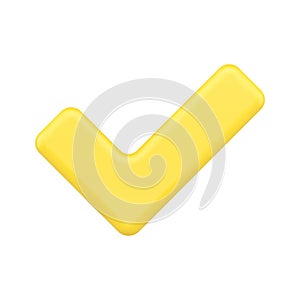 Yellow check mark consent 3d icon vector illustration