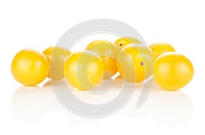 Yellow cherry tomato isolated on white