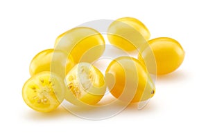 Yellow cherry tomatoes isolated on white