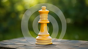 Yellow Chess Piece Isolated On Green Background