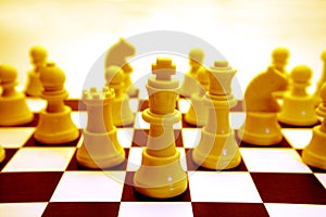 Yellow chessboard and pieces