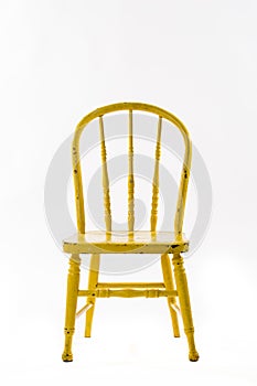 Yellow Children`s Distressed Wooden Chair