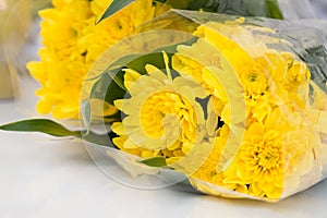 Yellow chrysanthemum flower bouquet