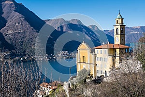 Yellow church of Pognana Lario, Italy