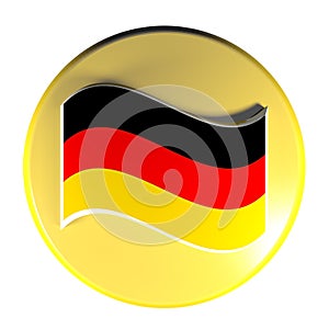 Yellow circle push button German flag - 3D rendering illustration