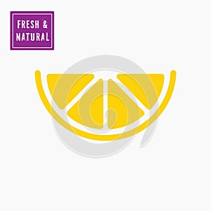 Yellow citrus lemon slice icon.