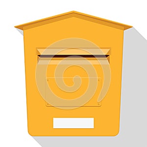 Yellow classic post box. Mail box icon. Letterbox.