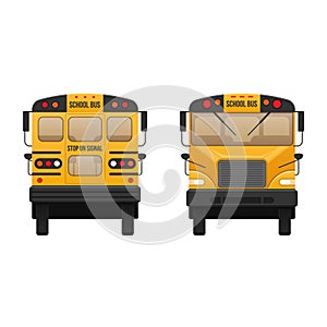 Yellow classic school children`s bus. Modern education. Traveling with children.