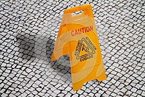 Yellow cleaning sign