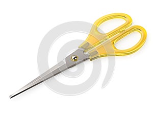 Yellow closed scissors 3D