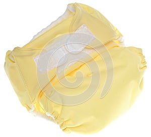 Yellow Cloth Diaper with Hook and Loop Closure