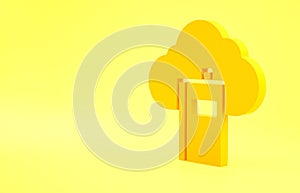 Yellow Cloud or online library icon isolated on yellow background. Internet education or distance training. Minimalism