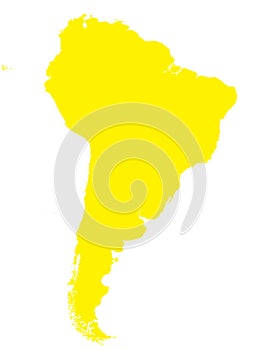 YELLOW CMYK color map of SOUTH AMERICA