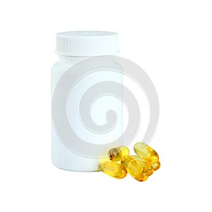 Yellow Cod Liver oil omega 3 gel capsules.