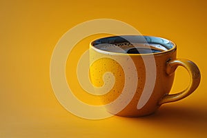 Yellow Coffee Cup on Yellow Table. Generative AI