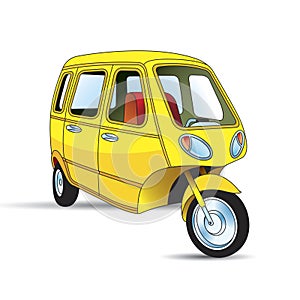 Yellow color modified three wheeler