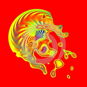 Yellow color splash effect red. Icon ideas. Washing up. Messy swirl. Ornate idea. Fresh drops. Color splash. Web graphics.