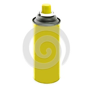 Yellow color spray can isolated on white background