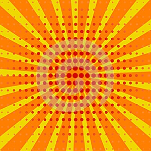 Yellow colored back pop art style background. backdrop line space. sun beam template. Vector illustration