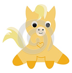 A yellow-colored cute little poni vector or color illustration photo