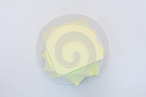 Yellow colored paper stickers isolated on a white background