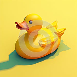 Yellow colored rubber duckie in a water illustration photo