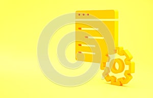 Yellow Computer api interface icon isolated on yellow background. Application programming interface API technology