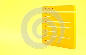Yellow Computer api interface icon isolated on yellow background. Application programming interface API technology