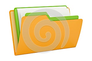 Yellow computer folder icon with folder inside, 3D rendering