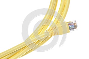 Yellow computer network cable plug