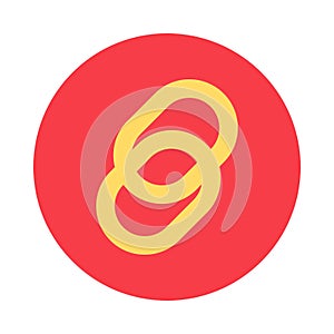 Yellow Connected Chain Elements On Red Icon