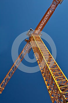 Yellow construction crane.