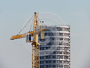 Yellow construction crane