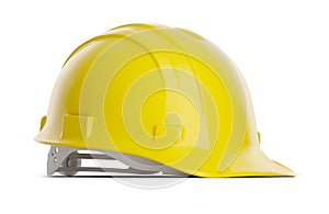 Profile view of a Yellow Construction Hard Hat Isolated on a White Background