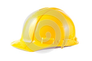 Yellow construction hat isolated on white