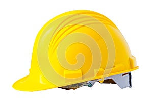 Yellow construction helmet on white background with Clipping path
